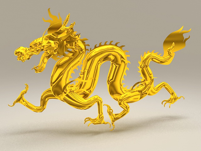 Golden Chinese Dragon 3d model 3ds Max files free download