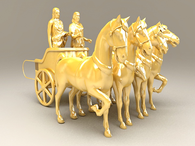 Roman Chariot With Driver 3d rendering
