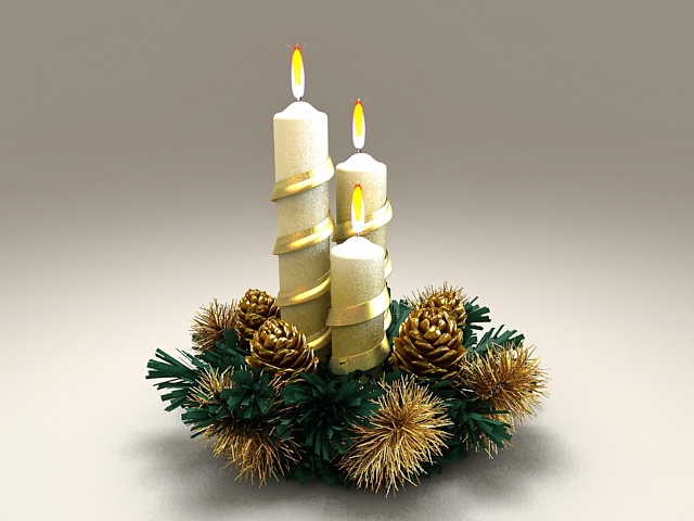 Beautiful Christmas Candles 3d rendering