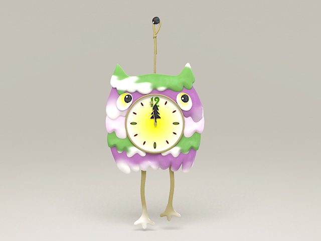Owl Hang Clock 3d rendering
