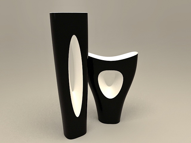 Black Vase Set 3d rendering