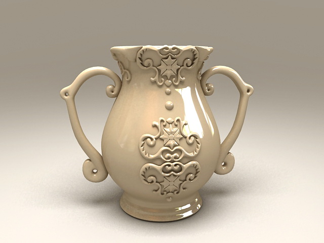 Art Deco Pottery Vase 3d rendering