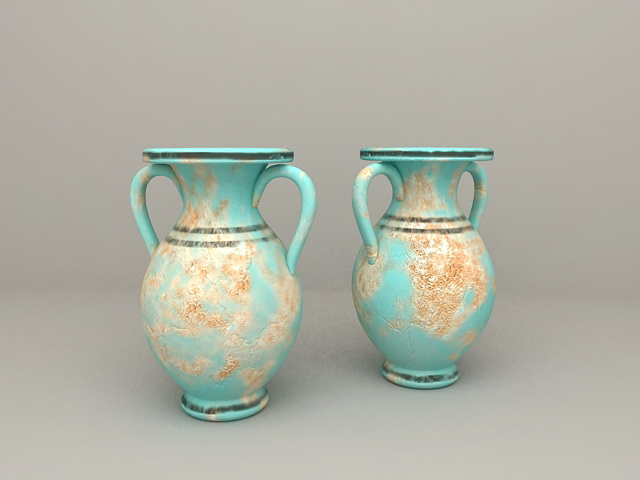 Mediterranean Amphora Vases 3d rendering