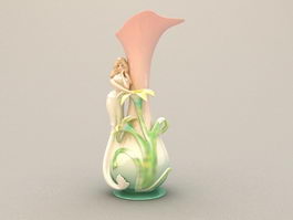 Mermaid Porcelain Vase 3d model preview