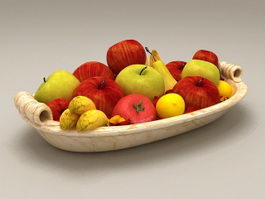 Mixed Fruits On Plate 3d preview