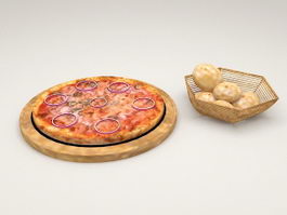 Pizza and Breads 3d preview