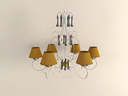 6-Light Chandelier with Shades 3d model preview