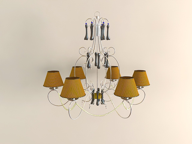 6-Light Chandelier with Shades 3d rendering