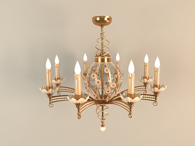 Electric Candle Chandelier 3d rendering