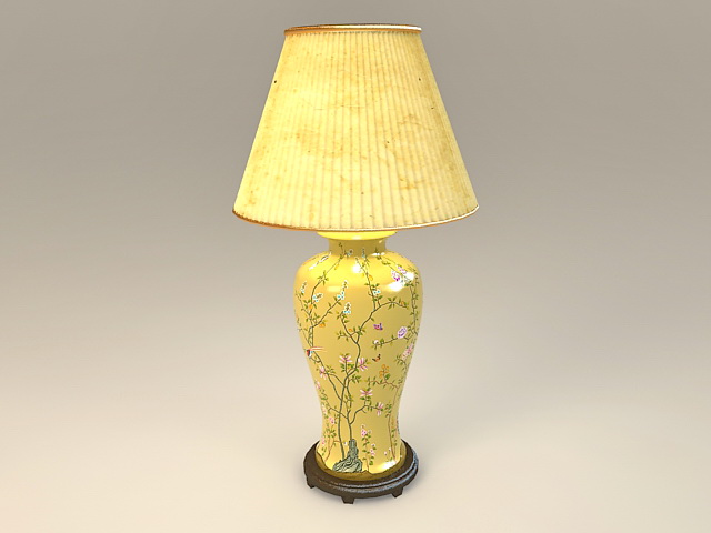 Yellow Ceramic Table Lamp 3d rendering