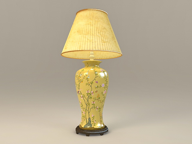 Yellow Ceramic Table Lamp 3d Model Cadnav, Yellow Ceramic Table Lamp