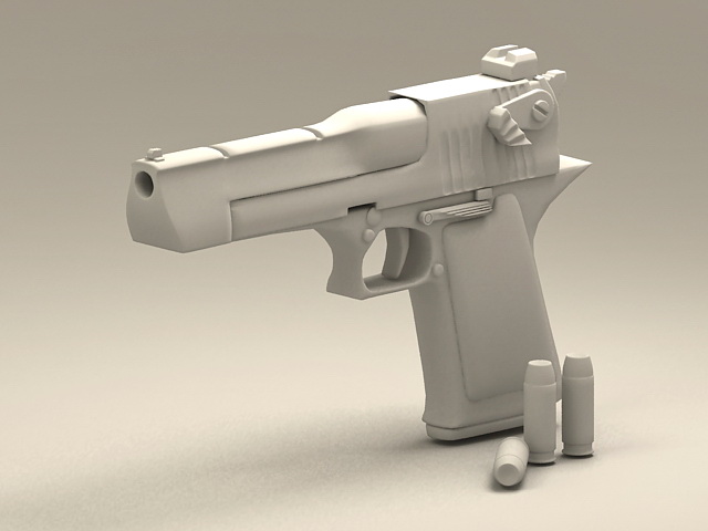 Desert Eagle and Bullets 3d rendering