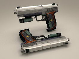 Pistol with Laser Sight 3d model preview