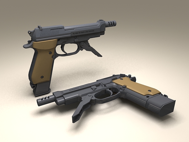 Beretta 93R Pistol 3d rendering