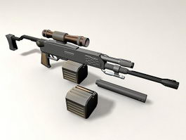 Barrett M98B with Cartridge and Scope 3d preview