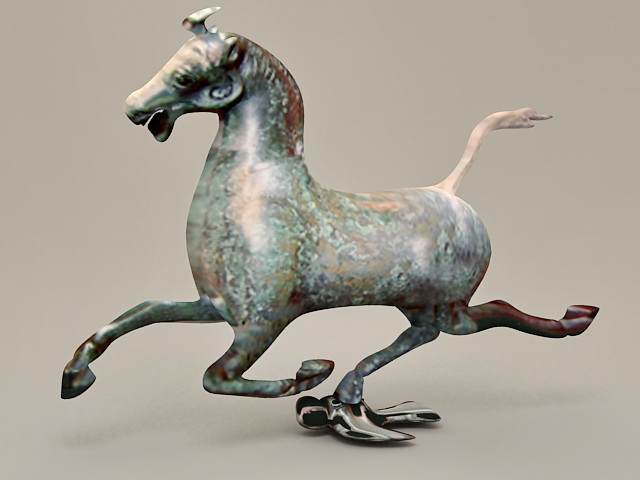 Vintage Bronze Horse Statue 3d rendering