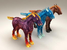 Fantasy Fire Horses 3d model preview