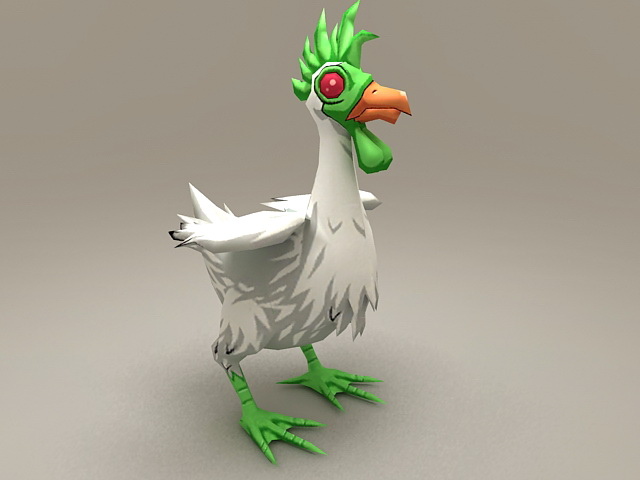 Alien Chicken Rigged 3d rendering