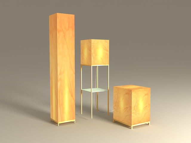 Square Paper Shade Floor Lamp 3d rendering