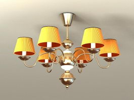 Brass Chandelier with Shades 3d preview