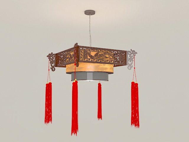 Chinese Style Antique Lantern Pendant Light 3d rendering