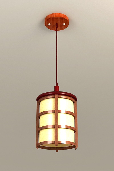 Wood Hanging Pendant Light 3d rendering