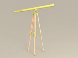Brass Telescope with Tripod 3d preview