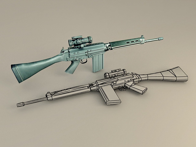 FN FAL Battle Rifle 3d rendering. 