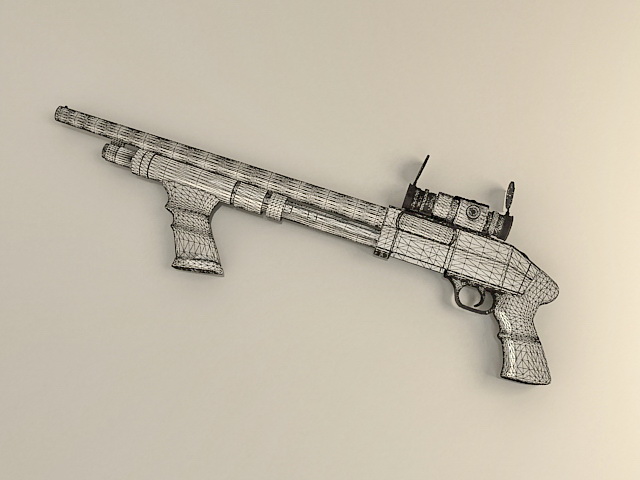 Shotgun with Scope 3d rendering