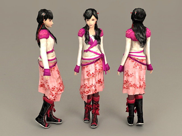 Beautiful Sweet Chinese Girl 3d rendering