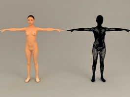 Nude Asian Woman 3d model preview
