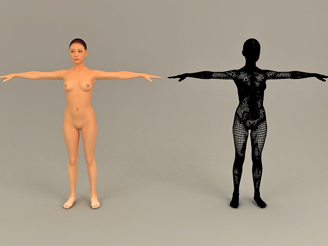 Nude Asian Woman 3d rendering