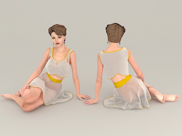 Sad Woman Sitting 3d rendering