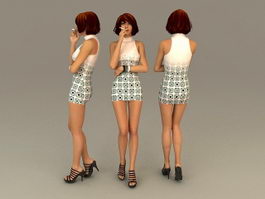 Hot Girl Smoker 3d model preview
