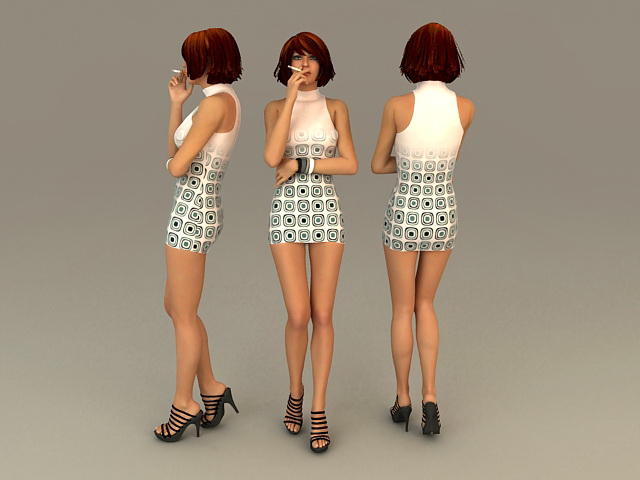 Hot Girl Smoker 3d rendering
