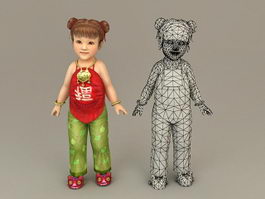 Ancient Chinese Toddler Girl 3d preview