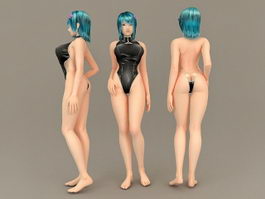 Scene Girl with Swimwear 3d model preview