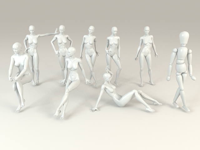 Female Mannequins Set 3d rendering