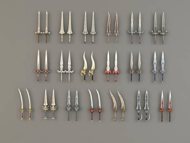 Two-Handed Swords 3d rendering