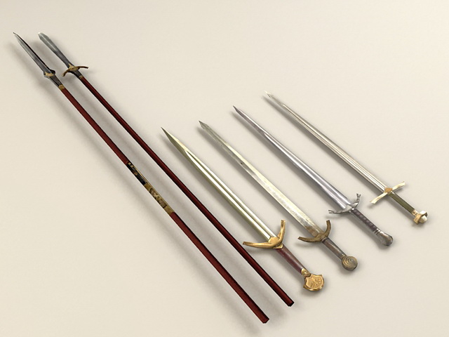 Spears and Swords 3d rendering