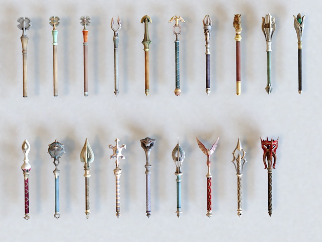 Scepters and Magic Wands 3d rendering
