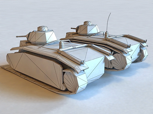 French Char B1 Heavy Tank 3d rendering