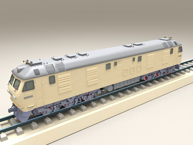 Locomotive Train and Rail 3d rendering