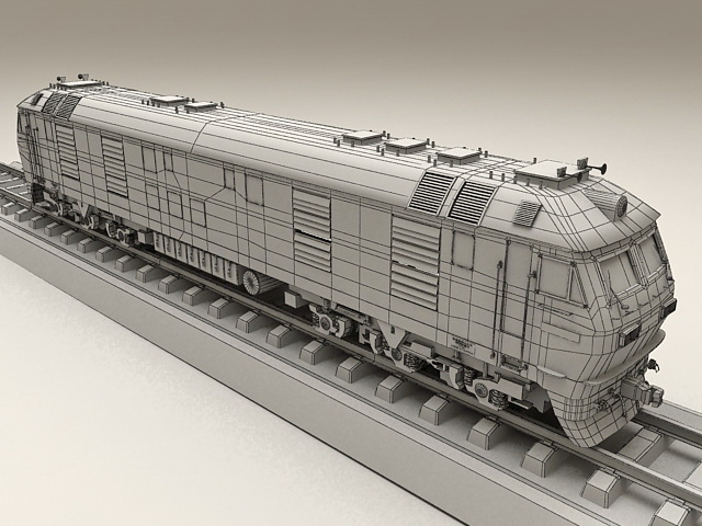 Locomotive Train and Rail 3d rendering