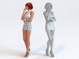 Sexy Black Woman Smoking 3d model preview