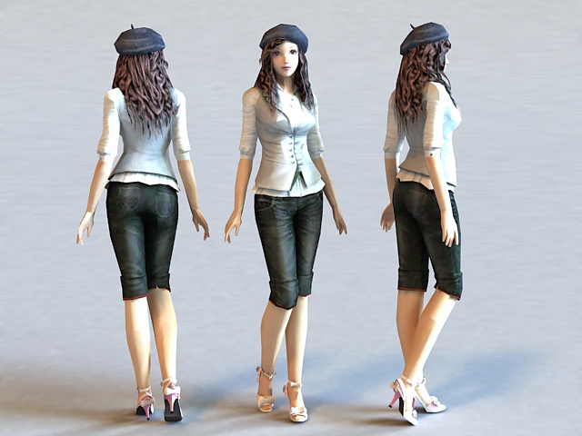 Fashion Style Girl 3d model 3ds Max files free download ...