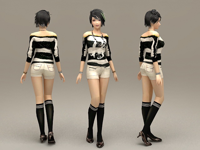 Beautiful Alternative Girl 3d model 3ds Max files free 