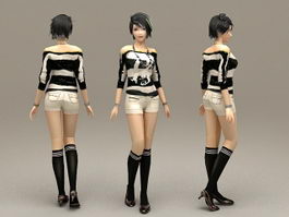 Beautiful Alternative Girl 3d model preview
