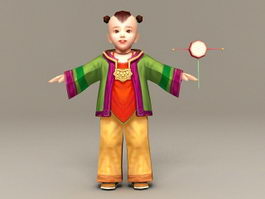 Ancient Chinese Toddler Boy 3d preview