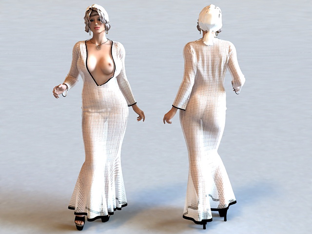Buxom Lady 3d rendering
